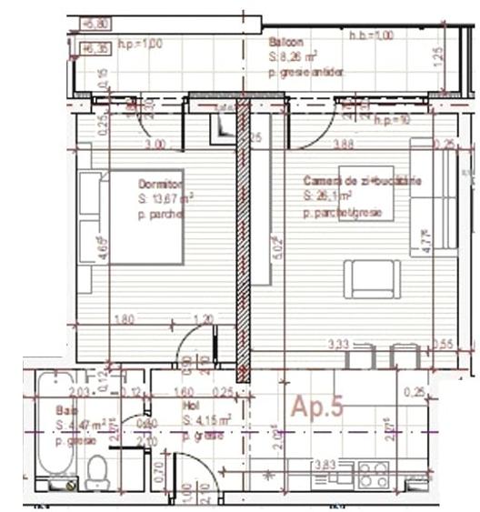 NOU! Apartament cu 2 camere 48mp etaj 1 semifinisat zona Terra - 1