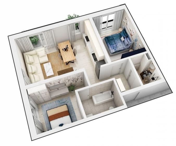 Apartament 3 camere cu balcon generos,- comision 0% - 2