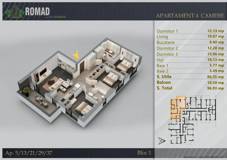 Apartament cu 4 camere decomandat în Theodor Pallady