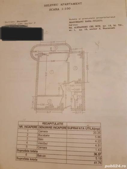 Garsonieră decomandată în Tei