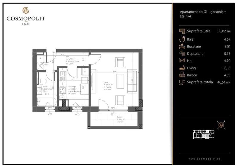 Garsoniera finalizata  cu parcare subterana - Cosmopolit Grace - 4