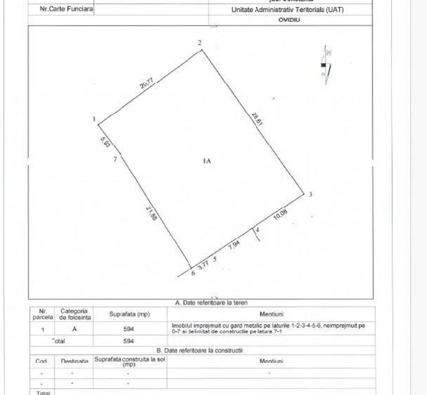 Teren liber pentru casa/case in centru, Ovidiu