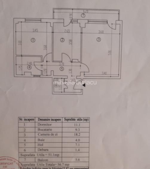 Vand apartament 2 camere, cf1, decomandat, etaj4, 54mp, zona Progresu