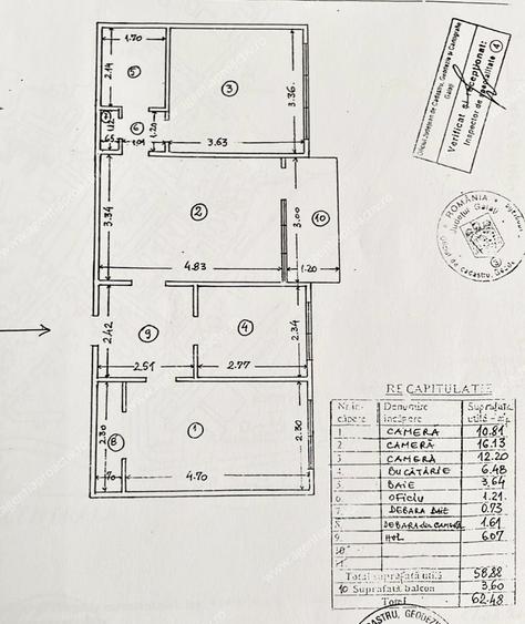 Apartament cu 3 camere , etajul 1, situat în inima orașului. - 10