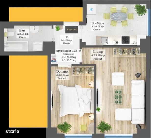 Apartament 2 camere, bloc NOU Frumoasa - Poitiers, 76.139 euro + TVA - 3