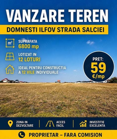 Teren de 6800 mp, în Domnești