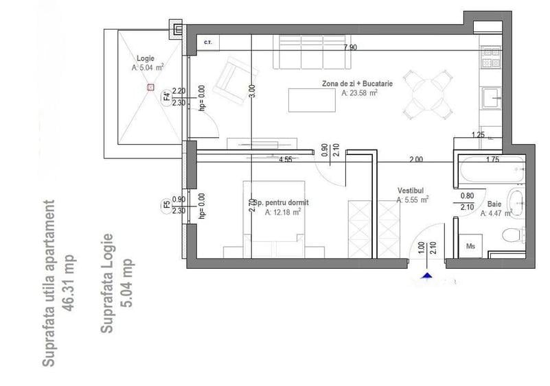 Apartament 2 camere de vanzare Arad