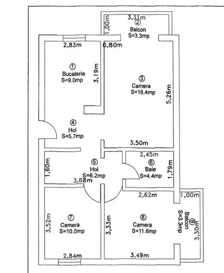 Apartament 3 camere, decomandat, etajul 4 din 4, cu pod, Girocului, comision 0% - 1