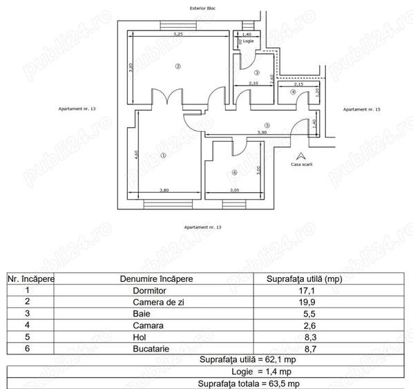 Apartament 2 camere cartierul Lucacesti, ora? Moinesti, jude?ul Bacau. - 7