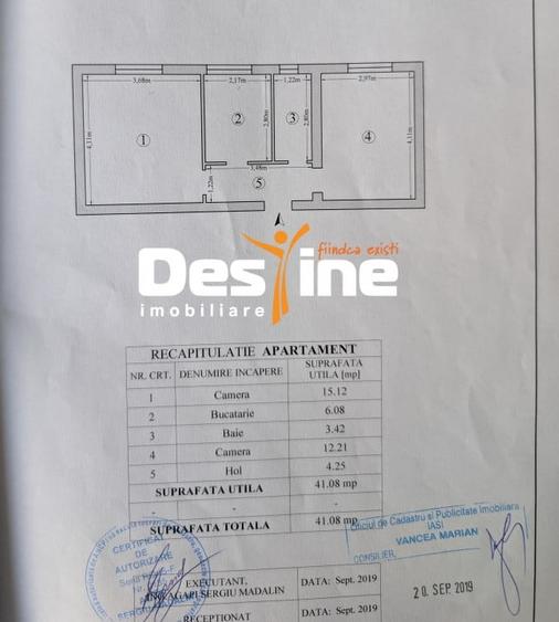 Centru apartament decomandat 2 camere etaj 2 renovat baie cu geam Str. Arcu - 15