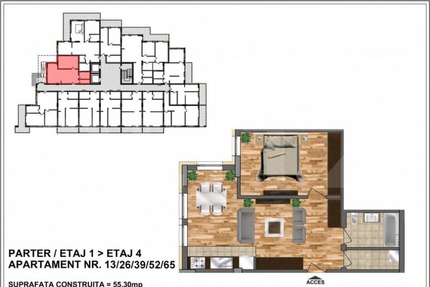 Apartament de vanzare, bloc nou, zona Aurel Vlaicu 48,60 mp - 1