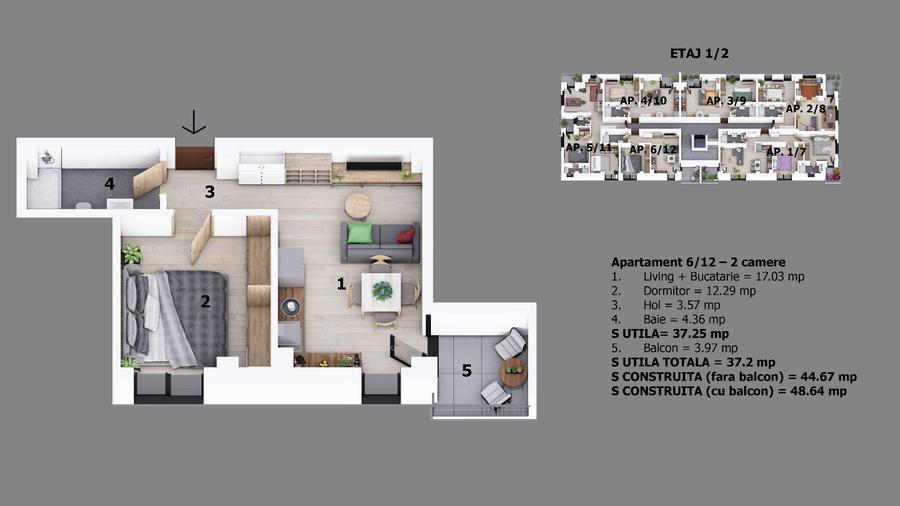 Apartament 2 camere | 23 August Lidl | Complex nou | Preturi promotionale | - 7