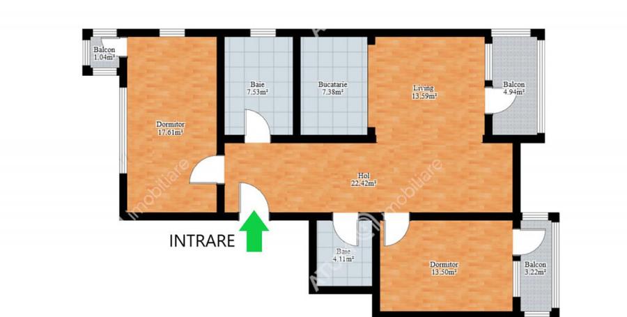 Apartament cu 3 camere decomandate 2 bai si 3 balcoane zona - 3
