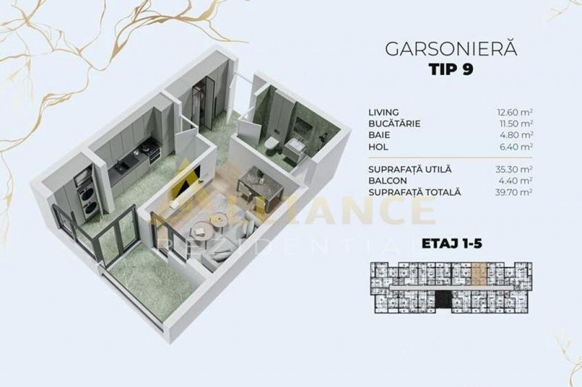 || 15 MIN. METROU BERCENI || Garsoniera 40 mp - 5