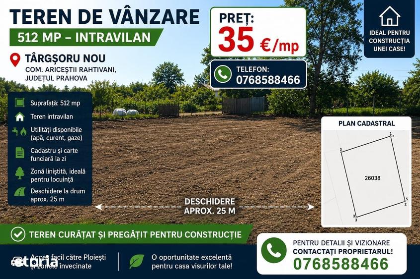 Teren de 512 mp, în Ariceștii Rahtivani