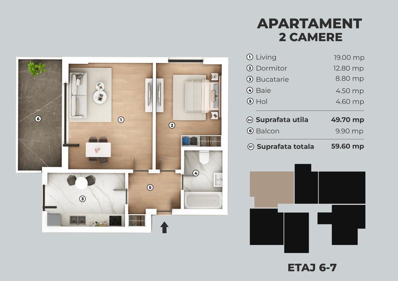 Metalurgiei Carrefour - 2 camere + terasa 22mp - 2
