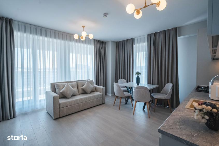 STUDIO CU DORMITOR SEPARAT COMPLET MOBILAT LUX - SOLID SEA VIEW PERLA - 2