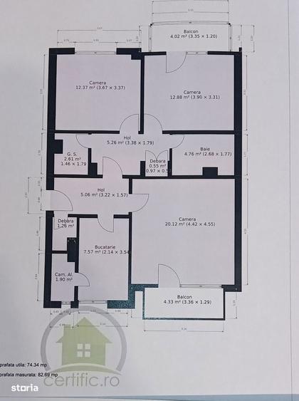 Apartament 3 camere decomandat Baba Dochia 82 mp bai 2 balcoane boxa - 5