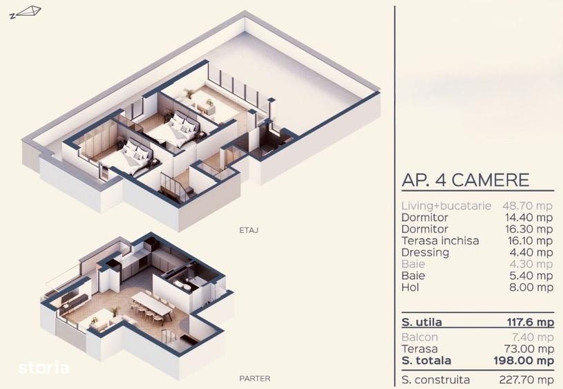 Penthouse-Bloc Nou!Finisat Complet La Alegere-Ap 4 Camere-Raul Doamnei - 6