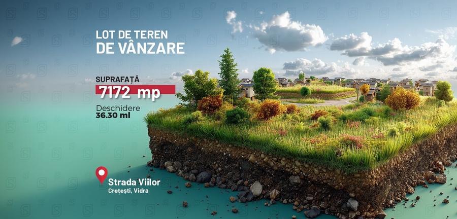 Teren intravilan 7.172 mp, Deschidere 36 ml, Vidra, Cretesti - 1