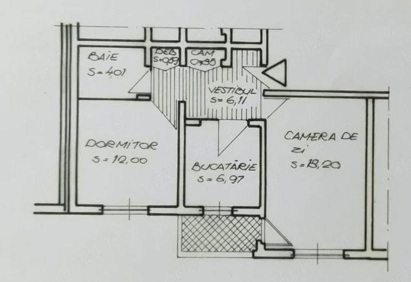 Dristor, 2 camere, bloc din 1982, centrala proprie, usa metalica, balcon inchis termopan. - 1