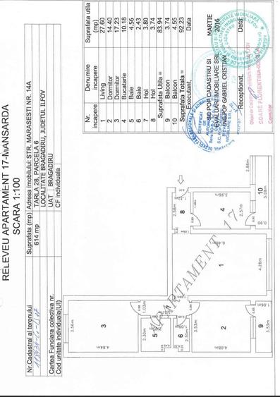 Apartament cu 3 camere semidecomandat în Central