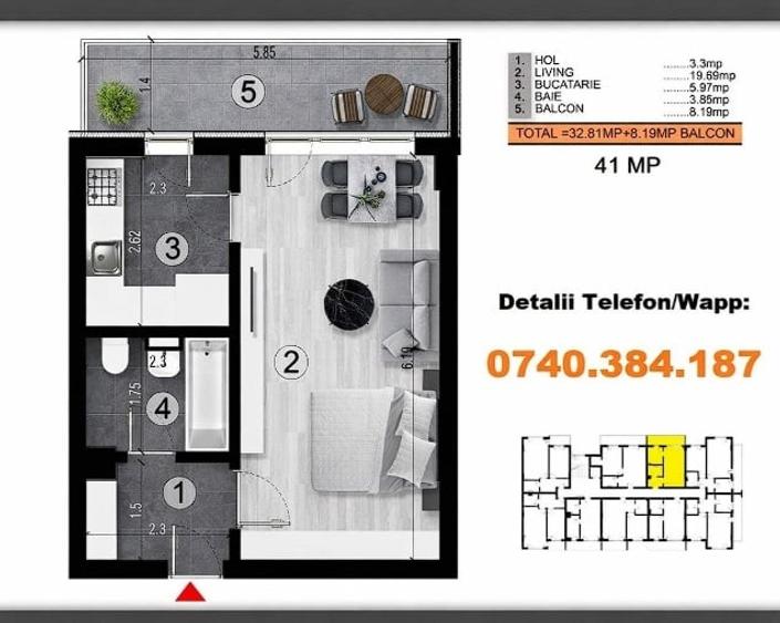 Garsoniera 41mpu, Metrou Berceni, Bloc Nou - 4