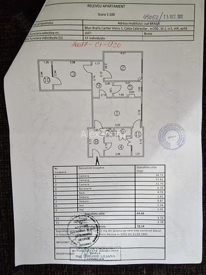 Vand urgent,apartament 3 camere mobilat, Viziru 1,Braila sau schimb cu 2 camere in Constanta.