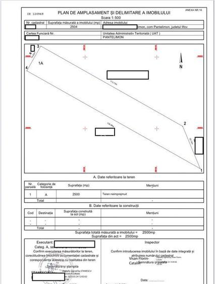 Pantelimon, teren 2500mp, D20ml, intravilan conform Noul PUG