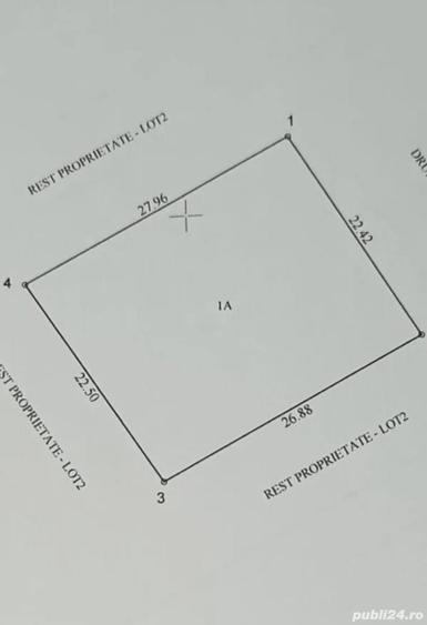Teren intravilan de vanzare in sat Zore?ti, com. Verne?ti 614 mp, 3 intrari - 2