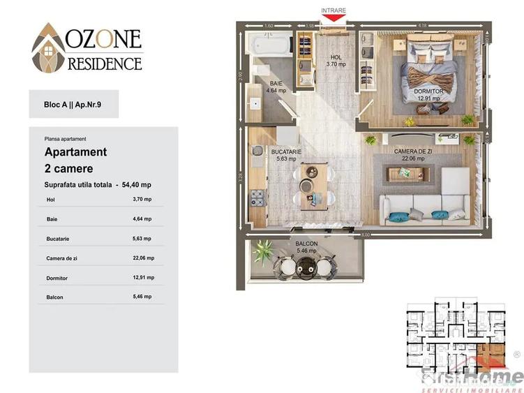 Apartament cu 2 camere decomandat în Central