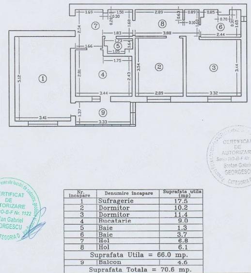 Apartament cu 3 camere decomandat, mobilat în Central