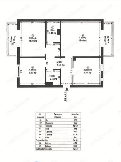 Apartament 3 camere de vanzare, 2 bai, decomandat, etaj 1, Aradului - 1