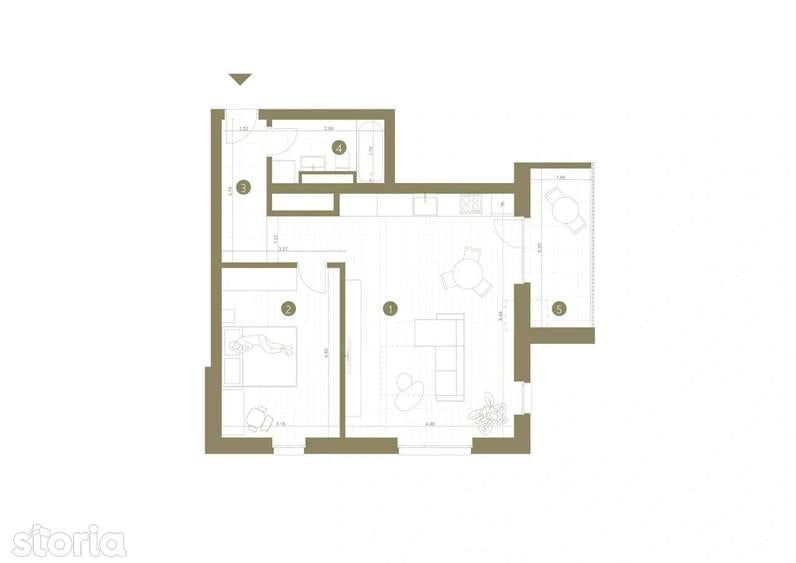 Apartament cu 2 camere în Pârneava