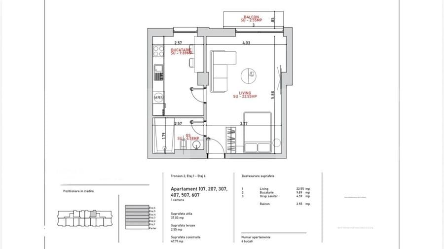 Apartament cu 2 camere în Stoicănești