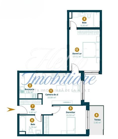 Apartament cu 3 camere semidecomandat în Între Lacuri
