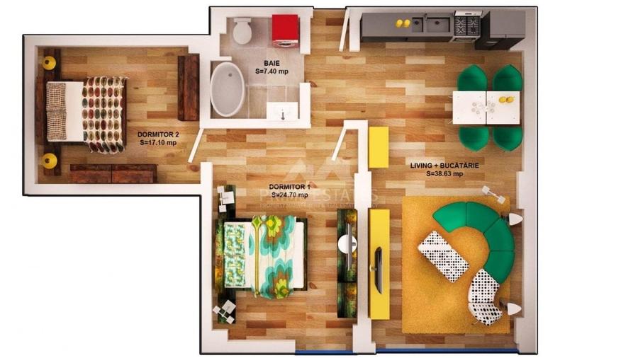 Inchiriere apartament 2 camere, cu parcare in Rin Nord, Otopeni - 2