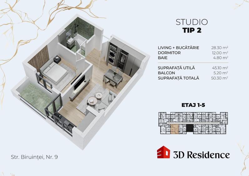 Apartament 2 camere, bloc nou, posibilitate amenajare proprie - 1
