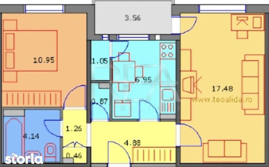 2 camere, 5/8, 51mp, bloc 1985- Crangasi-Str. 9 Mai - 4