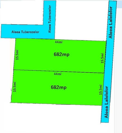 Teren intravilan 1364mp,dbl desch. (2 lot.de 682mp),aproape de DN1! - 1