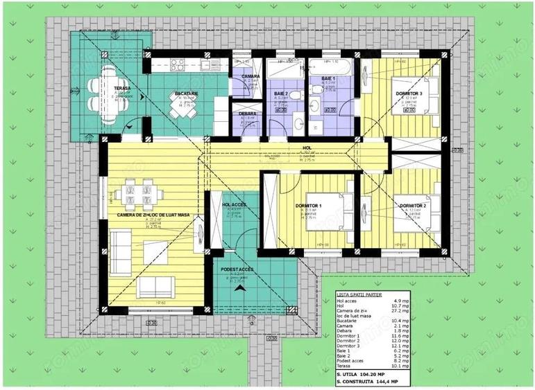 Casa moderna parter, zona excelenta 3 camere, terasa, teren 6 arii - 4