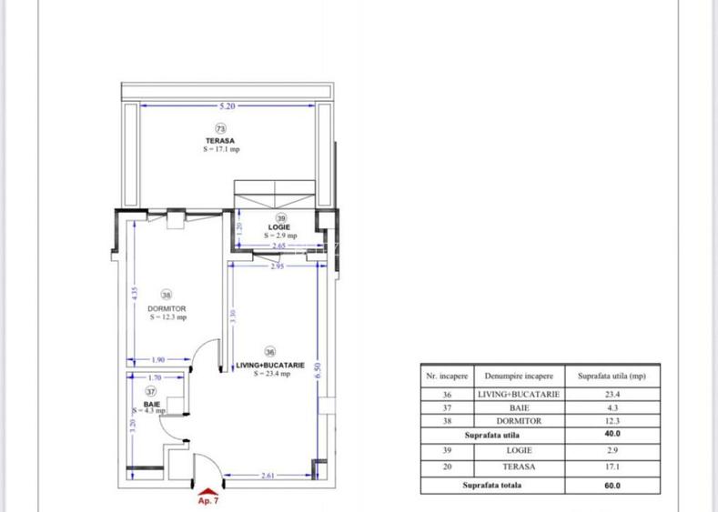Apartament cu 2 camere, terasa de 17 mp relaxare in zo Apartament cu 2 camere, terasa de 17 mp relaxare in zo
