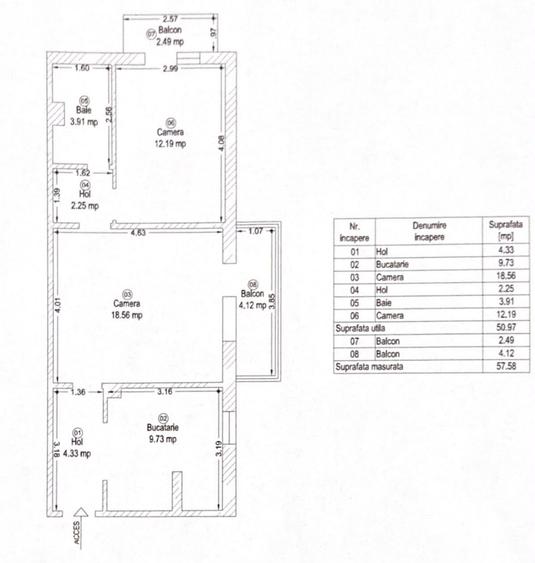 Apartament cu 2 camere semidecomandat în Est