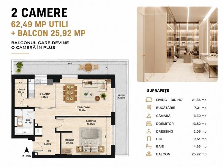 Apartament cu 2 camere în Central