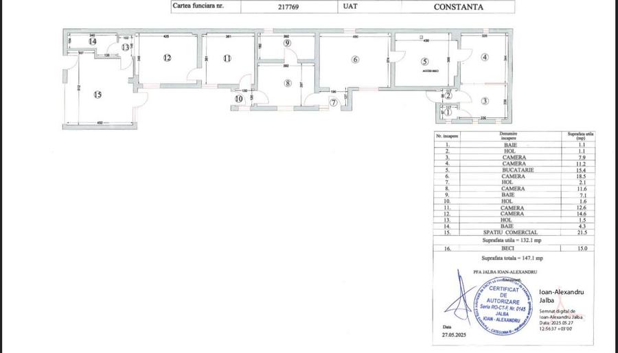 Casa de vânzare - Constanta - 6 CAMERE-147 mp. totali ( fără curtea interioară) - 6
