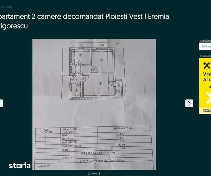 Apartament cu 2 camere decomandat în Vest