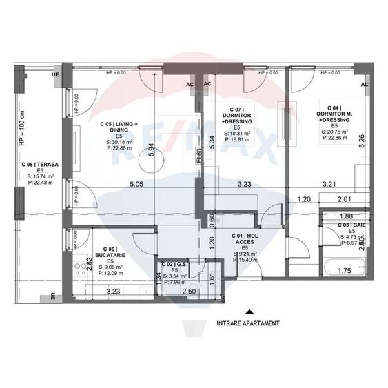 Apartament cu 3 camere decomandat, mobilat în Dobroești
