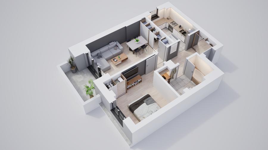 Apartament 2 camere, incalzire in pardoseala, ansamblu nou - 6