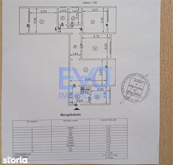 Apartament cu 4 camere, 2 bai, 3 balcoane, 83.86 mp, zona Tatarasi - 7