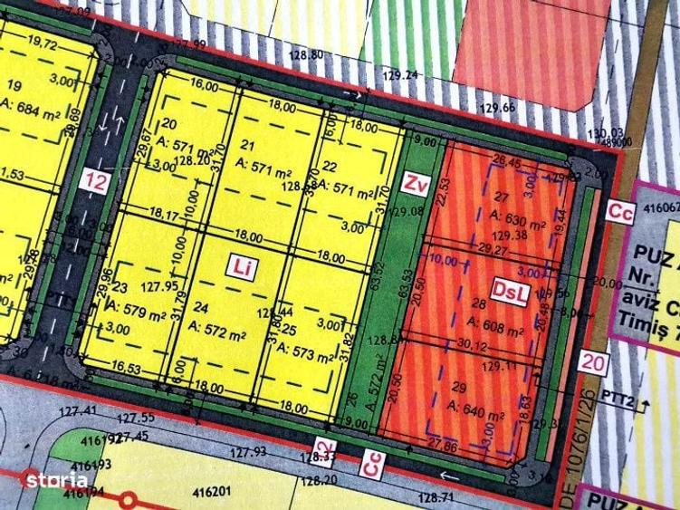 Com. 0% - Timisoara Nord - Teren INTRAVILAN - Su: 608-640mp - Toate ut - 3